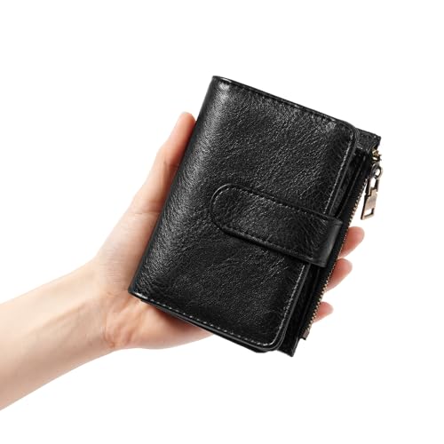 GOIACII Small Wallet Women RFID Blocking Trifold Clutch Ladies Credit Card Holder Zipper Pocket Wallets for Women Black - color: Black