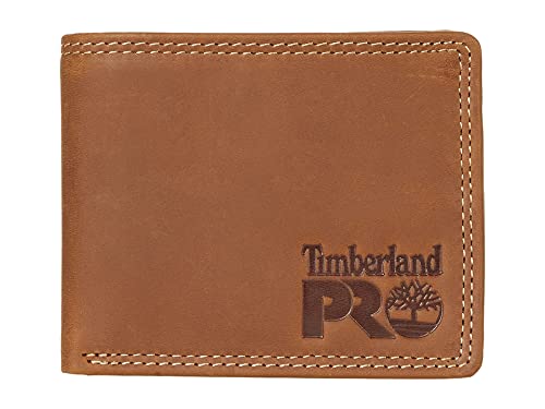 Timberland PRO Men's Slim Leather RFID Bifold Wallet with Back Id Window - color: Wheat/Pullman, size: One Size