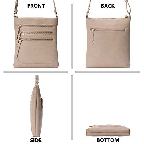 Solene Crossbody Bag Functional Multi Pocket Messenger Purse Top Zip Closure Shoulder Handbag With Adjustable Strap - color: Brick