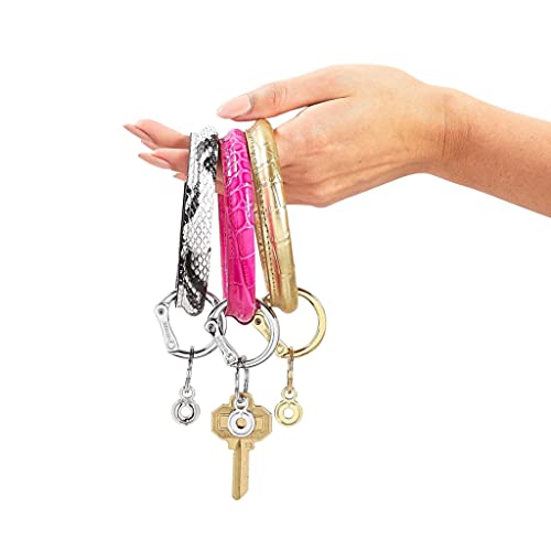 Oventure Leather Big O Key Ring Bracelet Keychain for Women - color: Tuxedo Snakeskin