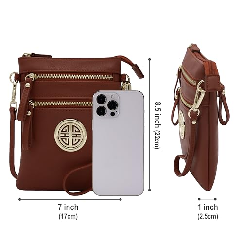 Small Multi Zipper Pockets Crossbody Bag with Detachable Wristlet - color: Red