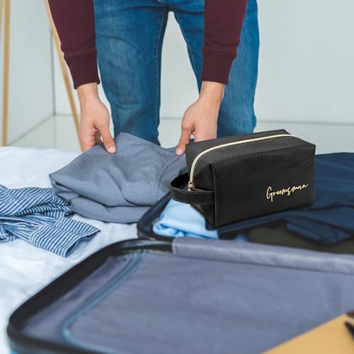 7 Sets Man Best Man Toiletry Bag Wedding Gift with Zipper, Black | Best Man Cosmetic Bags for Best Man, with Bowknot Greeting Card, PU Leather, for Proposal Party, Engagement Accessories