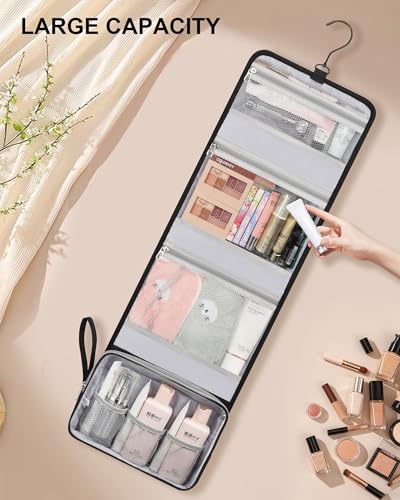 Relavel Bridesmaid Proposal Gifts, Initial Hanging Toiletry Bag, B | Hanging Cosmetic Bag with Metal Hook, Personalized Travel Gifts for Women, Large Capacity Makeup Pouch with Compartments - style: B