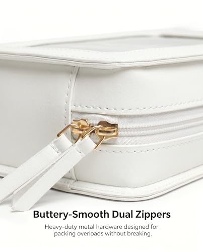 LETGO Clear Makeup Bags, TSA Approved Toiletry Bag with Zipper, Clear Makeup Organizer Fit Carry-on Travel Essentials,Clear Cosmetic Bags for Women Men (C-Beige) - color: C-Beige