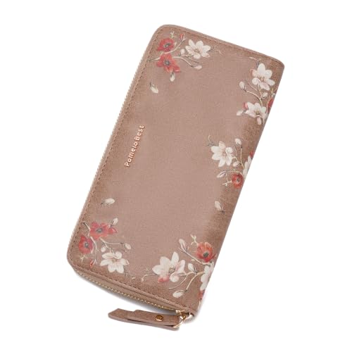 Pomelo Best Wristlet Women Wallet Floral RFID Clutch Purse - color: Topaz Magnolia