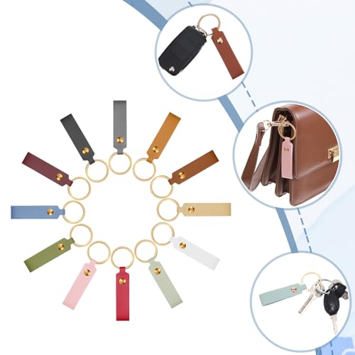 120 PCS PU Leather Keychain Blanks Bulk with Key Rings, Leather Key Fob Kit | 3.7" X 0.66" Rectangular Laser Engraving Keys Chain Wrist Strap Keychain for DIY Keys Chains Craft Gift(Multicolor) - color: 100 pcs