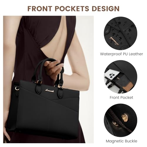 LOVEVOOK Purses for Women,Satchel Handbags Tote Bag, Pu Leather Shoulder Crossbody Top Handle Purse with Zipper - color: Black, size: Small