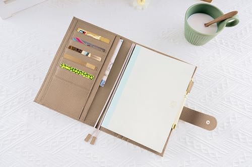 Genuine Leather A5 Notebook Cover Fits Hobonichi Cousin, Stalogy, LEUCHTTURM1917 and Midori MD Planners, with Pen Loop, Card Slots, Bookmarks and Back Pocket(Gray) - color: Gray, size: A5
