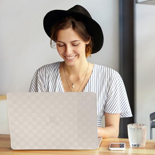 for MacBook Air 15 inch Case 2026-2023 M5 M4 M3 M2, Checker Beige | Leather Textured Hard Shell, Precise Logo Cutout, With Keyboard Cover, Anti-Fingerprint, Anti-Scratch,Slim,Lightweight - color: Checkerboard Beige, size: 2023-2026 MacBook Air 15 inch M2