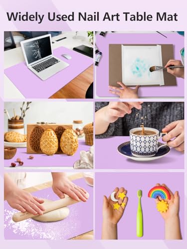 Nail Art Table Mat, 23.6x15.8in Arm Rest Pad for Acrylic Nails, Purple - color: Purple