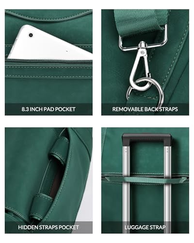 SYTRAH Laptop Bag for Women 15.6 inch Leather Backpack Purse - color: Green