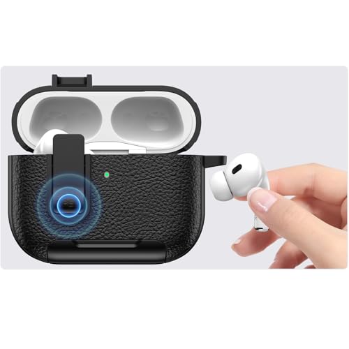 for AirPods Pro 3 Case with Phone Stand PW-Blue | Leather Texture Full Body Shockproof Protection Cover with Carabiner Keychain & Security Lock for AirPods Pro 3 - color: Blue