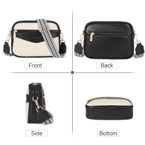 GOIACII Top-Handle Crossbody Bags for Women Soft Leather Trendy Purse Circle Handbags Small - color: C01 Black and White
