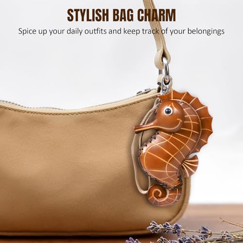 Handmade Leather Sea Horse Coin Purse, Cute Mini Zipper Pouch for Coins, Jewelry, Small Essentials, Keychain Wallet for Women Girls, Handbag Accessories