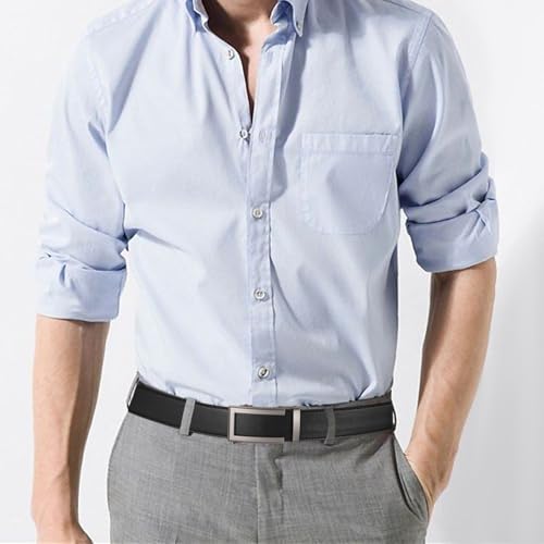 SENDEFN Men's Leather Casual Belt 1 3/8" Automatic Ratchet Belts Adjustable Click Buckle Belts with Gift Box for Dress - color: Grey