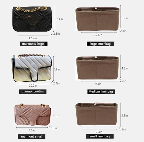 Purse inserts for Marmont Matelassé leather super mini bag shoulder bag-single pack with zipper 2000A2000Acoffee-L - color: Coffee, size: Large