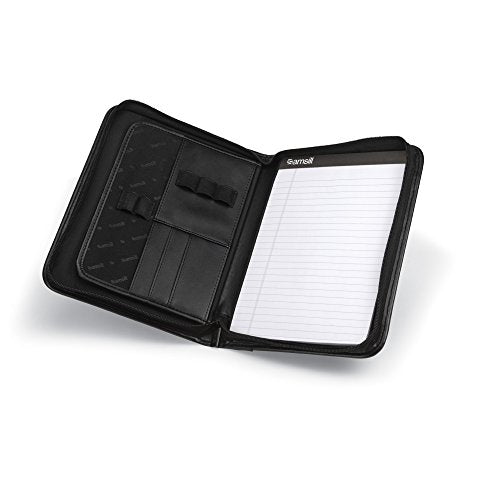 Samsill Professional Padfolio, Faux Leather Junior Portfolio with Zipper, 10.1 Inch Tablet Sleeve, with 7 x 10 Inch Notepad, Black - size: Junior - 7 x 10 inches, style: Zipper Padfolio
