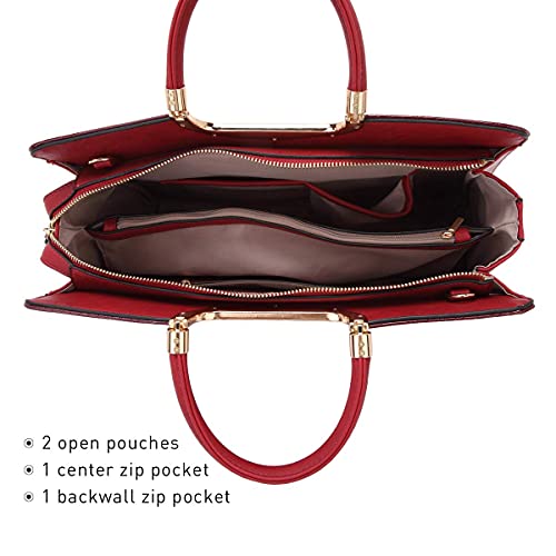 Womens Handbag Top Handle Shoulder Bag Tote Satchel Purse Work Bag with Matching Wallet - color: 2-croco Wine