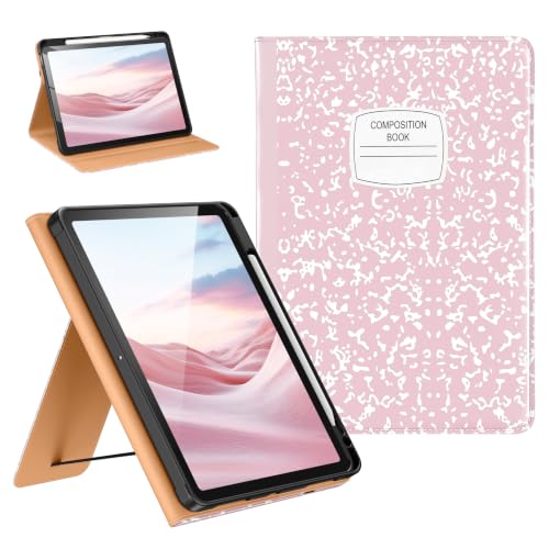 DTTO for iPad Air 11-inch Case M4 / M3 / M2 (2026/2025/2024), Pink Book | Slim Reading PU Leather Cover with Pencil Holder for iPad Air 5/4, Card Slot, Vertical & Horizontal Angles, Auto Wake/Sleep - color: Pink Notebook