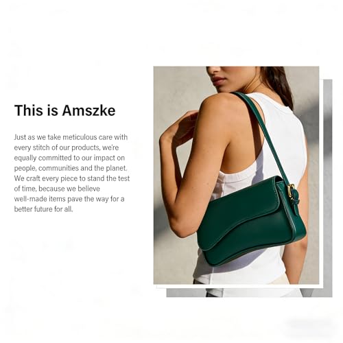 Amszke Shoulder Bag for Women Y2K Crossbody Purse PU Leather Underarm Handbag 2 Adjustable Strap for Daily Commute Travel - color: Green