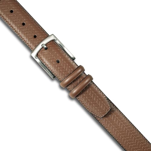 Nautica 남성용 캐주얼 가죽 벨트 | 일상용 | 클래식 | 바지 | 청바지 | 카키 | 치노 | 메탈 버클 - color: 더블 키퍼 우븐 - 탠, size: 36