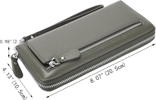 YALUXE Real Leather Zip Around Wallets for Women Wristlet Handbag Cell Phone Purse Card Holder RFID Blocking Protection