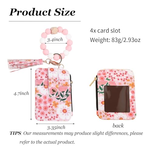 Keychain Card Holder Wallet Back to School Teacher Gift ID Badge Credit Card Pouch for Women - color: C2:pink