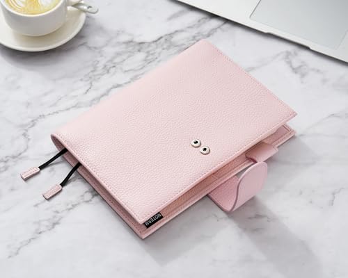 Moterm Leather B6 Planner Cover for Stalogy, Sterling Ink & Wonderland 222 | Original Collection (B6+), Pebbled-Quartz, with Built-in Pen Loop, Card Slots and Back Pocket - color: Pebbled-quartz