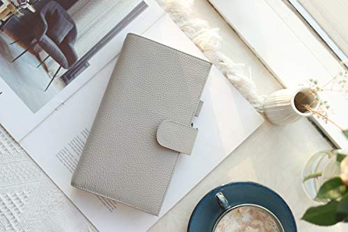 Moterm Companion Traveler's Notebook Cover - Upgraded Design with Back Pocket (Standard Size, Pebble-Gray) - color: Pebbled-grey, size: Standard