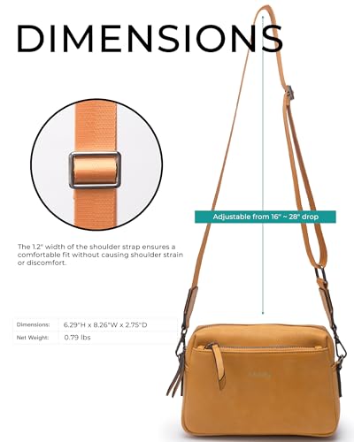 Alldaily Small Triple Zip Crossbody Purse for Women, Vegan Leather Phone Bag with Wide Shoulder Strap - color: Yellow