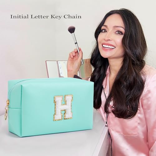 AIBFRID Birthday Gifts for Women Her,Travel Cute Makeup Bag,Large Capacity Cosmetic Bags for Women Makeup Pouch PU Leather Waterproof Cosmetic Bag (H, Blue) - color: Blue, style: H