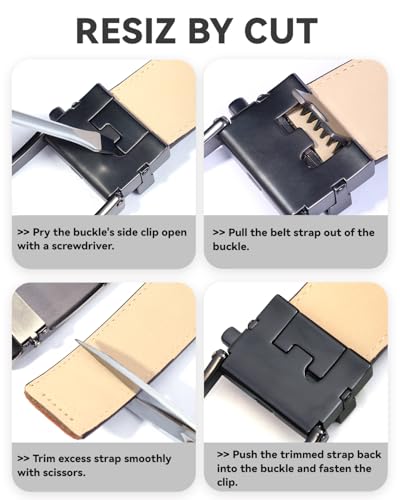 Men's Ratchet Belt - Adjustable Click Slide with Trim Fit for Dress Casual, Gift Set - color: Black