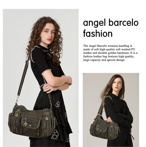 Angel Barcelo Purses for Women Soft PU Leather Shoulder Bag Crossbody Purse and Handbags - color: Green-1