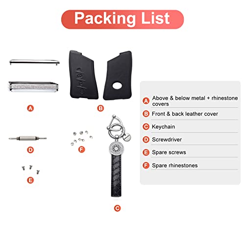 for Lexus Key Fob Cover with Keychain, Black Genuine Leather Crystal Key Case Protection Shell Compatible with Lexus ES350 ES300h UX200 LS500 LS500H LC500 LC500h Smart Key - size: for lexus B
