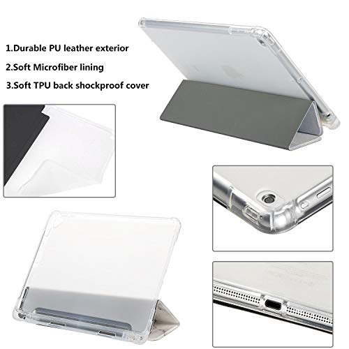 iPad 10.2 Case 9th/8th/7th Generation (2021/2020/2019),iPad Air 3 (10.5") 3rd Gen & Pro 10.5 Trifold Smart Folio Stand Clear TPU Back Cover with Pencil Holder Auto Wake/Sleep, Gold Marble - color: 07# Gold Marble