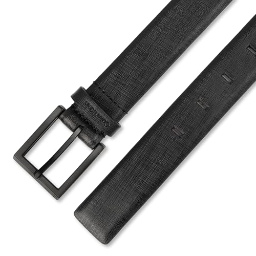 Calvin Klein Men's Leather Dress Belt - Sleek Modern Style for Business & Everyday Wear - color: Black Saffiano, size: Large (38-40)