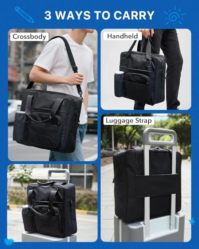 Upgraded 3 Rings Zipper Binder Organizer 3 Inch Zippered Binders with Strap Large Zip Up Portfolio Folder Bag with 9 Pockets 13“ 14” Laptop Compartment for Office Travel, Black - color: Black