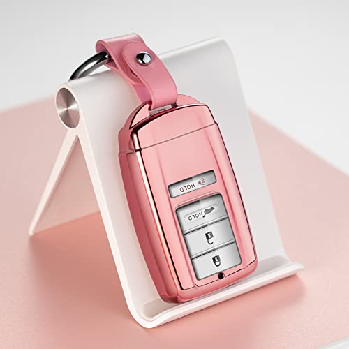 Compatible with Acura Key Fob Cover Key Chain TLX RLX NSX RDX MDX ILX PLX Pink TPU Protector Car Key Chain Holder Case Accessories - color: Rose Gold