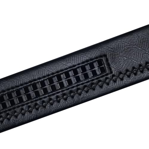 Barry.Wang Mens Leather Ratchet Belt 1 3/8" Adjustable Buckle Click Design | Gift Box,Smooth Sliding,Automatic,Trim to Fit,Genuine,Dress Casual Jeans Golf,Business,Formal,Designer,Daily,Classic - color: Dragon Black, size: 51.2'' Long(Waist Size 37''-45''