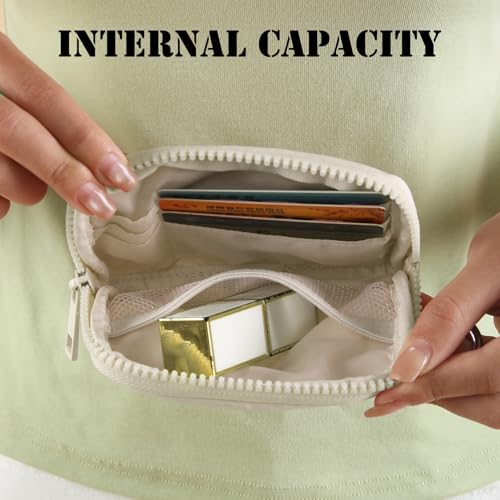 The Iris Wallet Zipper Mini Coin Purse Keychain ID Holder Wallet | Zip Card Case with ID Window Purses for Women Mini Portable Keychain Wallet,Beige with Lanyard - color: Beige1