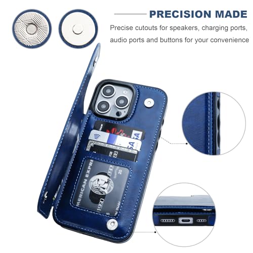ONETOP for iPhone 16 Pro Max Wallet Case with Credit Card Holder,Blue - color: Blue