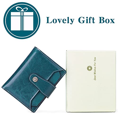 Women's Wallet, Genuine Leather, Bifold, RFID Blocking, Peacock Blue, 10 Slots, 2 Windows, 1 Zipper Pocket, 2 Compartments - color: ZA-Peacock blue