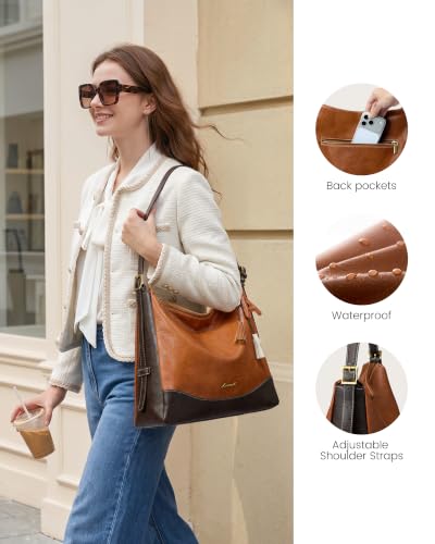 LOVEVOOK Hobo Bags for Women with Initial Charm, Soft Women's Crossbody Handbags Slouchy Shoulder Bag with Large Cup Holder - color: Pink, size: Medium