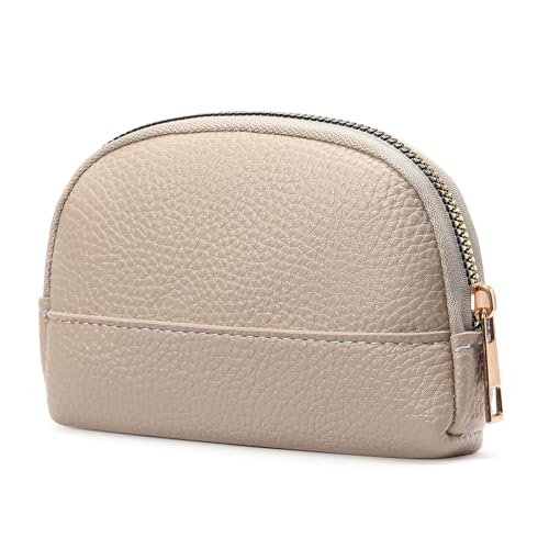 GAEKEAO Coin Purse for Women Small Change Key Pouch Vegan Leather large Capacity mini Portable Ladies Wallet with Zipper - color: A-Beige