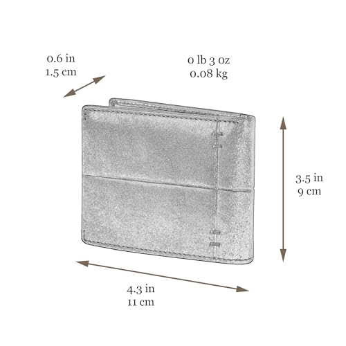Time Resistance Leather Wallet – Italian Handmade Minimalist Design Wallet - Billfold Credit Card and Cash Holder (Cognac Brown) - color: Cognac Brown