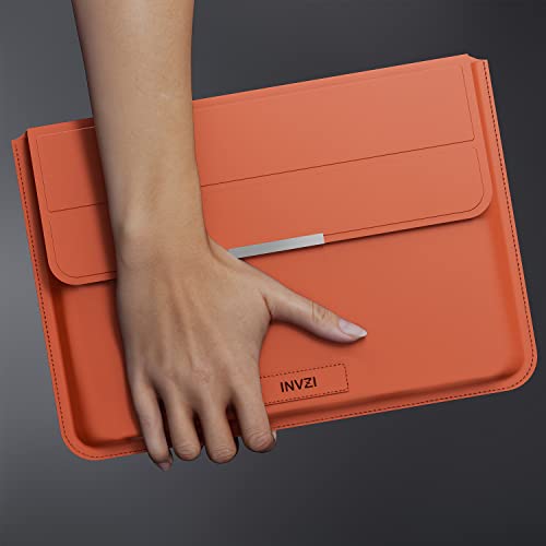 MacBook Sleeve, Vegan Leather Bag Compatible with 13”/14" MacBook Air, MacBook Pro 14 inch M3 M2 M1 2021-2024, Compact Design with Invisible Stand (Saddle Brown) - color: Saddle Brown, size: 14'' for 12-14'' MacBook