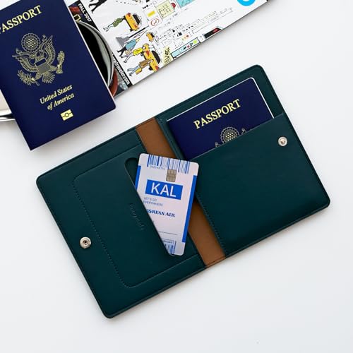 carrotez Premium RFID Blocking Leather Passport Holder & Wallet –Dark Green - color: Dark Green