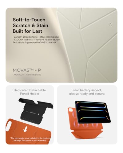 MOFT Dynamic Folio Case for iPad Pro 12.9 Inch 6th & 5th & 4th - color: Beach White x Terracotta, size: iPad Pro 12.9"(6th 2022/5th 2021/4th 2020)