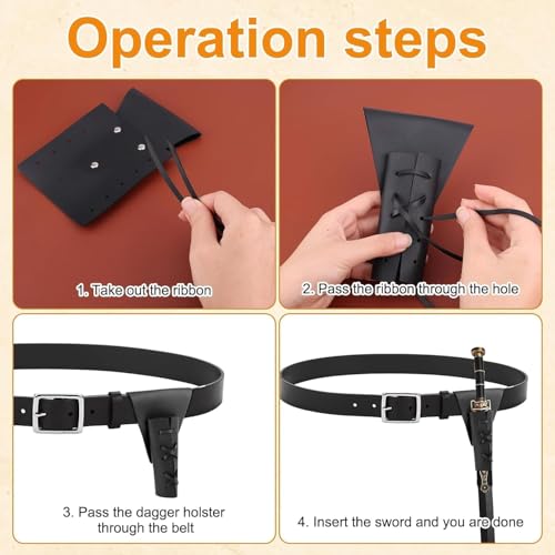 Belt Pouch Waist Bag Fanny Pack Steampunk Phone Holder Medieval Bag Leather Belt Renaissance Cosplay Costume Accessories - color: sword-black