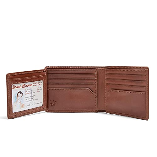 House of Jack Co. Baseball Double ID Bifold Wallet for Men, 2 ID Windows | 10 Card Slots, Full Grain Leather Men's Bifold Wallet, Baseball Wallet, Baseball Fan and Coach Gift, Gift for Men, Brown - style: Baseball Double Id Bifold